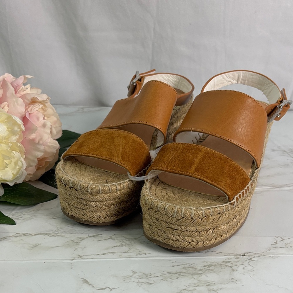 Rag & Bone Women’s Edie Espadrille Open Toe Leather Wedge Sandals | Size 37.5 |